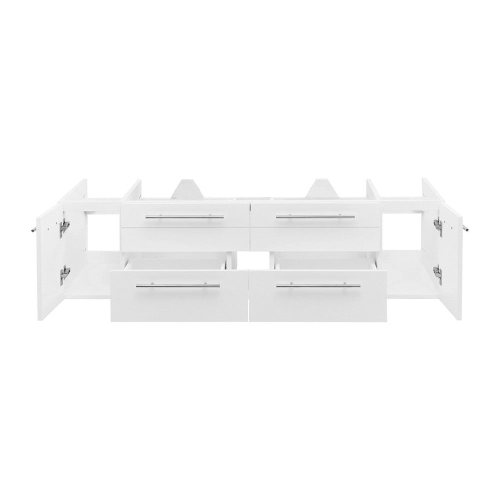 Fresca Lucera 60" White Wall Hung Single Undermount Sink Modern Bathroom Cabinet