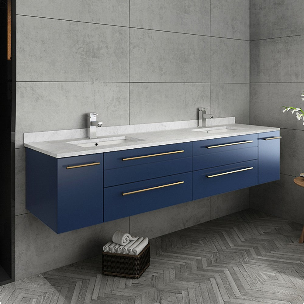Fresca Lucera 72" Bathroom Cabinet w/ Top & Double Undermount Sinks