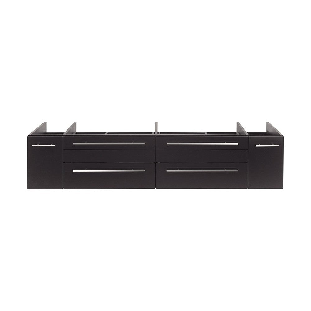 Fresca Lucera 72" Espresso Wall Hung Double Vessel Sink Modern Bathroom Cabinet
