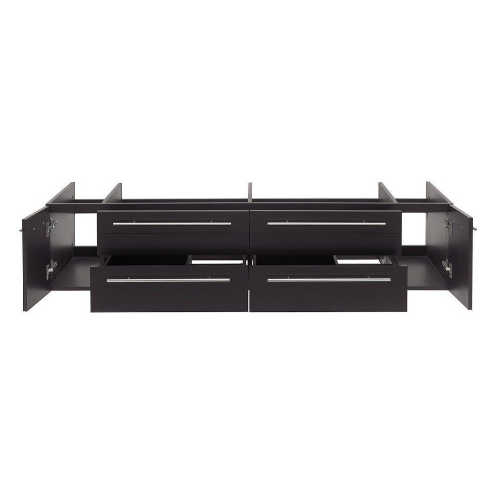 Fresca Lucera 72" Espresso Wall Hung Double Vessel Sink Modern Bathroom Cabinet