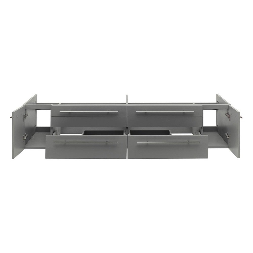 Fresca Lucera 72" Gray Wall Hung Double Undermount Sink Modern Bathroom Cabinet