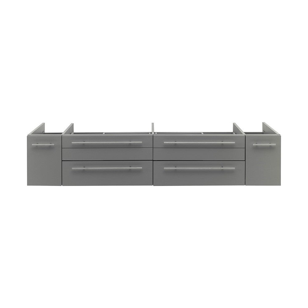 Fresca Lucera 72" Gray Wall Hung Double Vessel Sink Modern Bathroom Cabinet