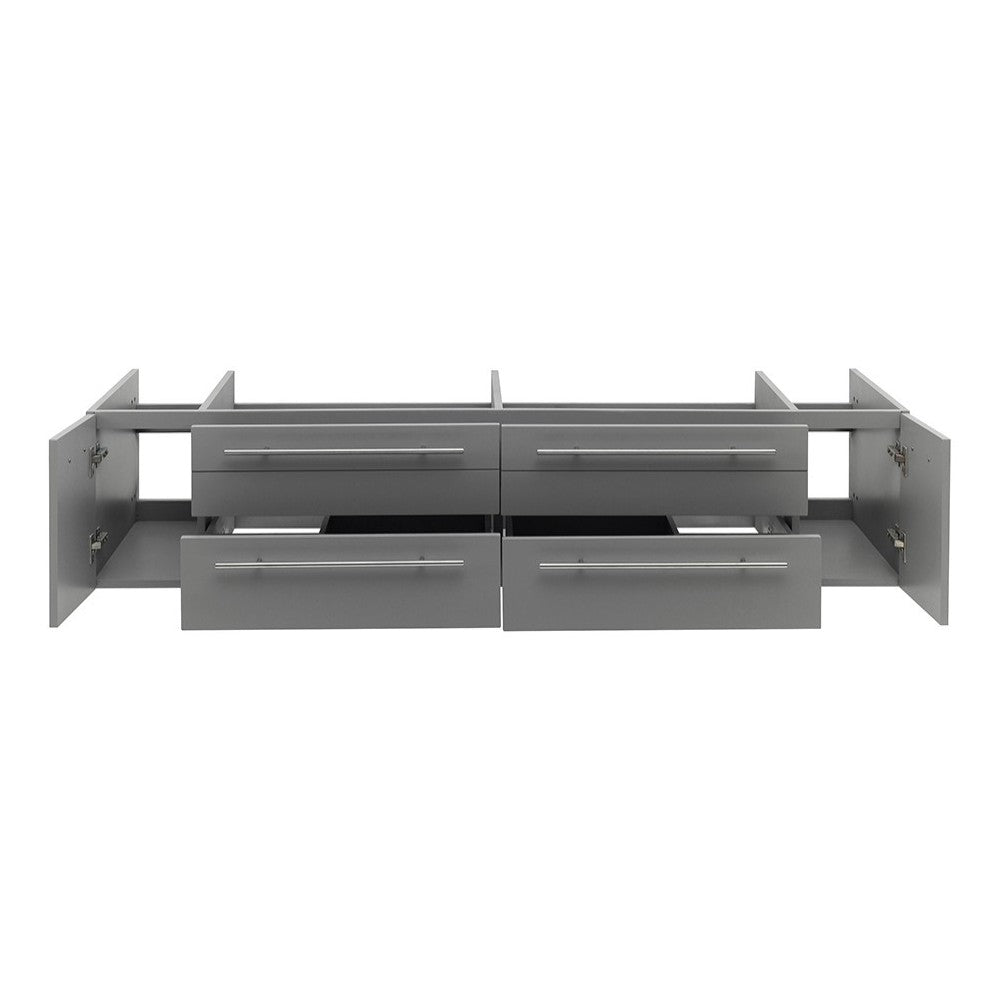 Fresca Lucera 72" Gray Wall Hung Double Vessel Sink Modern Bathroom Cabinet