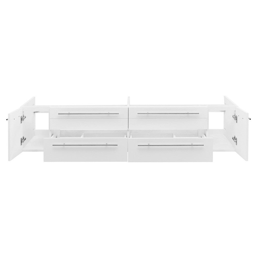 Fresca Lucera 72" White Wall Hung Double Undermount Sink Modern Bathroom Cabinet