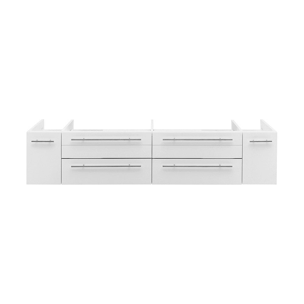 Fresca Lucera 72" White Wall Hung Double Vessel Sink Modern Bathroom Cabinet