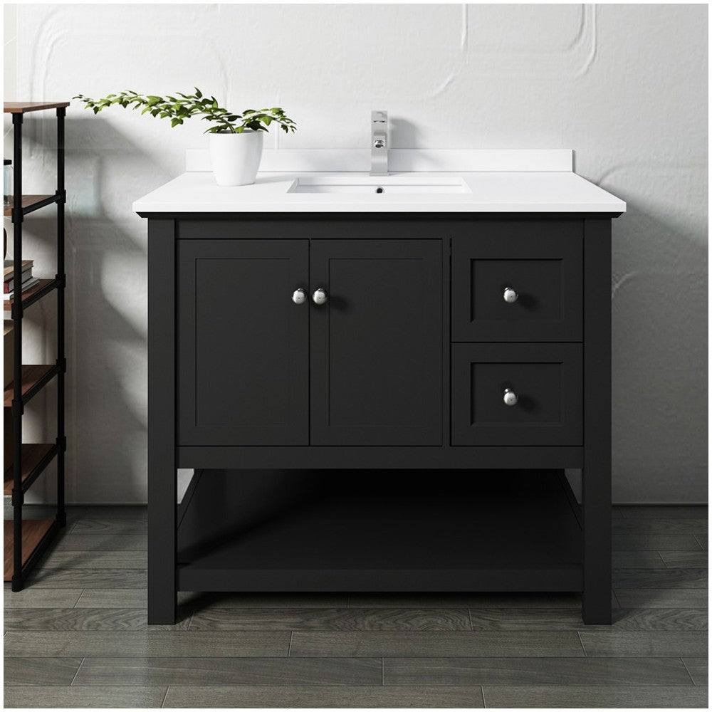 Fresca Manchester 42" Black Traditional Bathroom Cabinet w/ Top & Sink