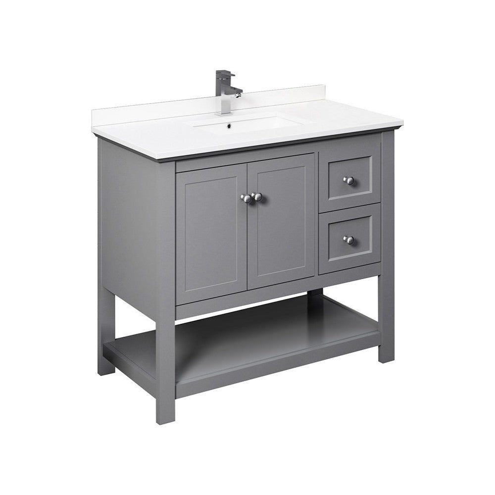 Fresca Manchester 42" Gray Traditional Bathroom Cabinet w/ Top & Sink