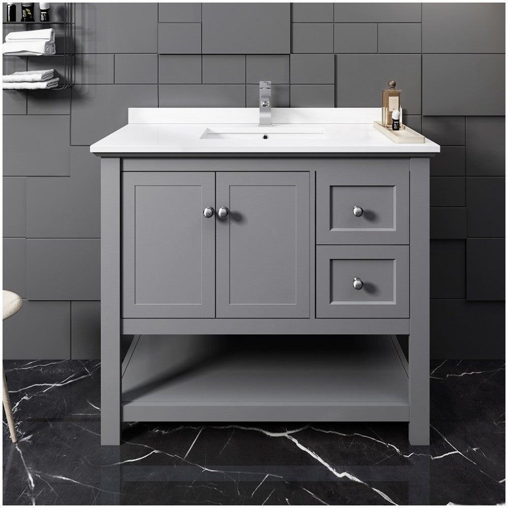 Fresca Manchester 42" Gray Traditional Bathroom Cabinet w/ Top & Sink