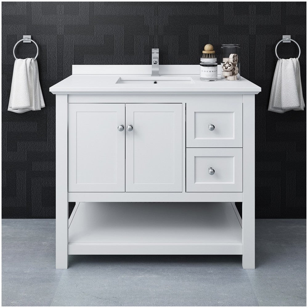 Fresca Manchester 42" White Traditional Bathroom Cabinet w/ Top & Sink