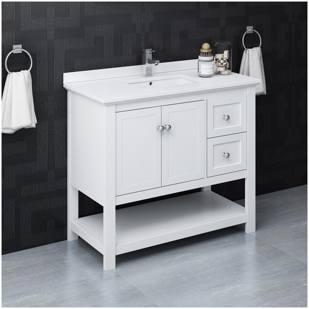 Fresca Manchester 42" White Traditional Bathroom Cabinet w/ Top & Sink