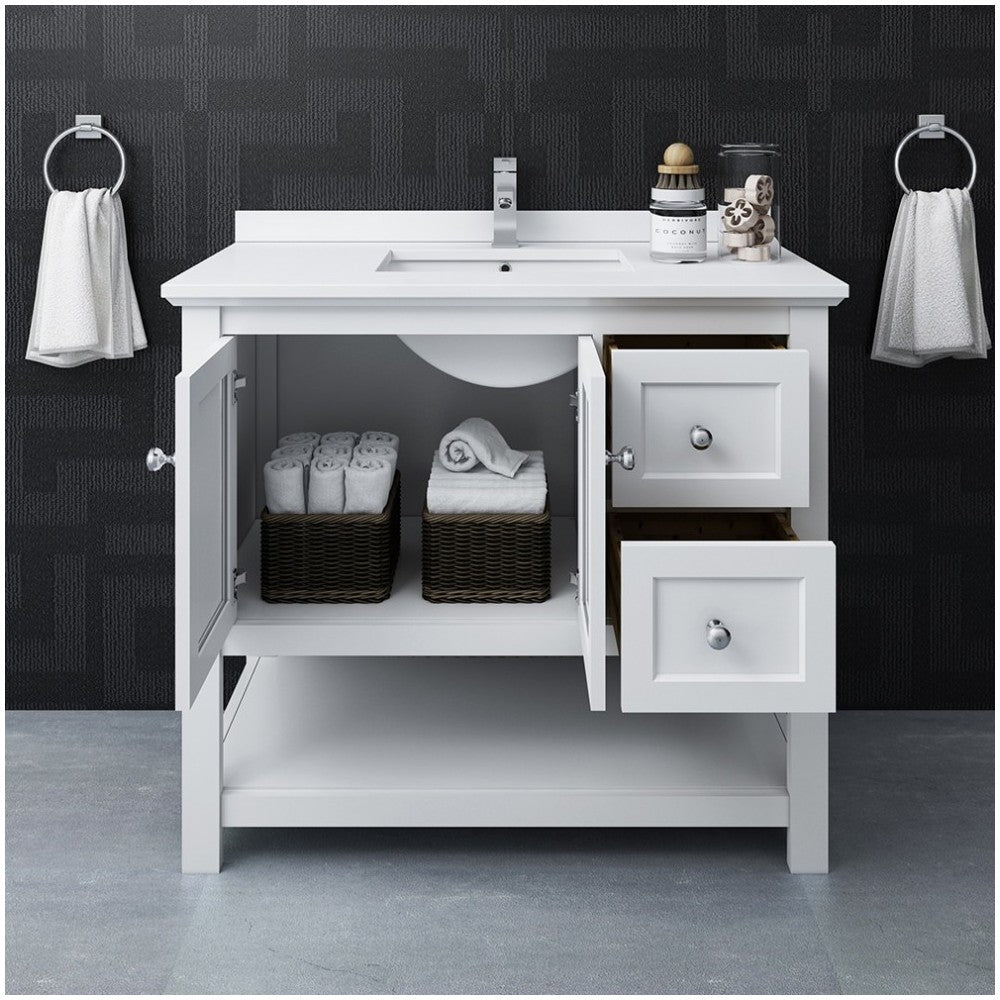 Fresca Manchester 42" White Traditional Bathroom Cabinet w/ Top & Sink