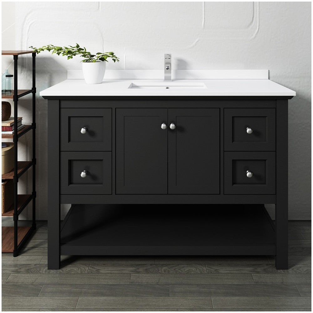 Fresca Manchester 48" Black Traditional Bathroom Cabinet w/ Top & Sink