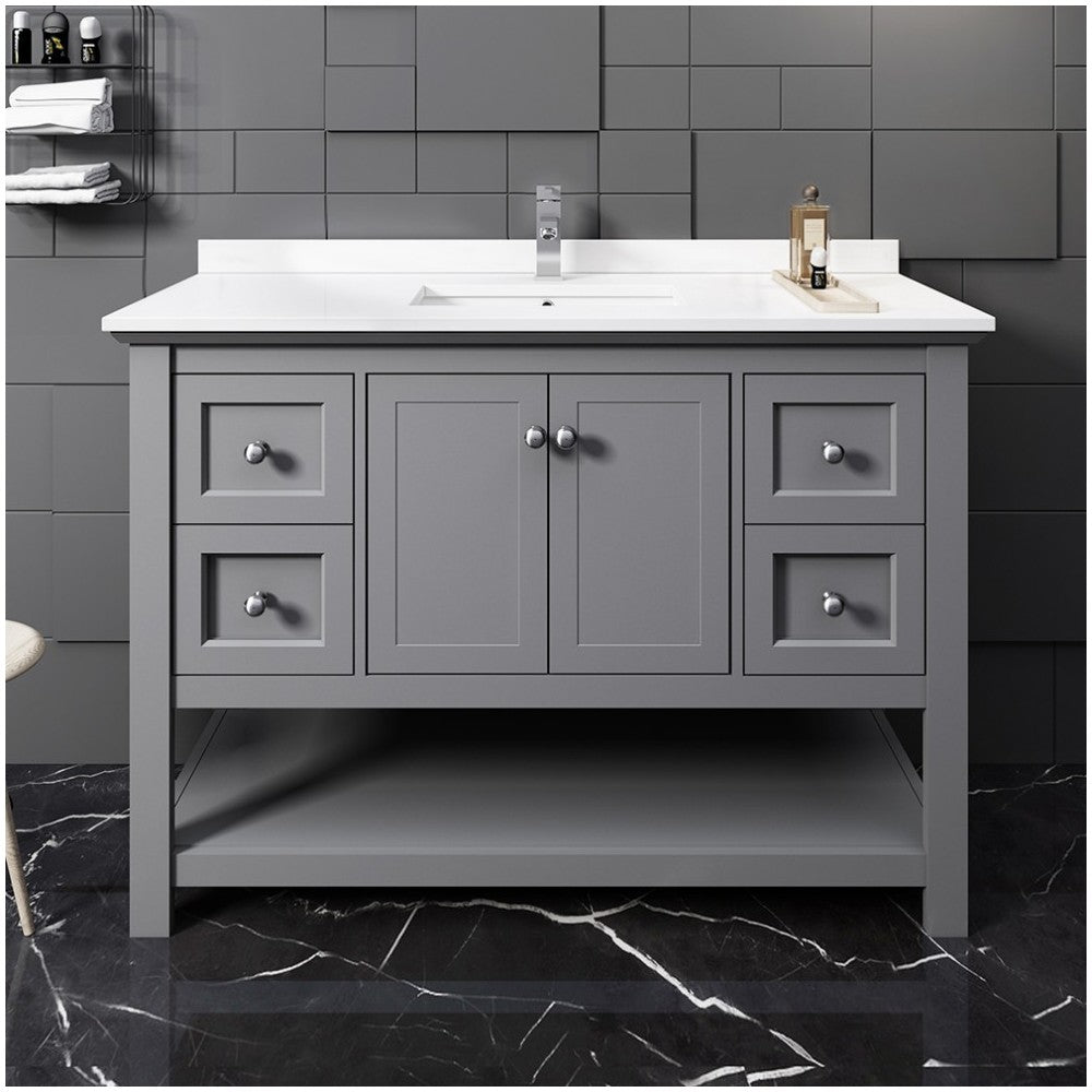 Fresca Manchester 48" Gray Traditional Bathroom Cabinet w/ Top & Sink