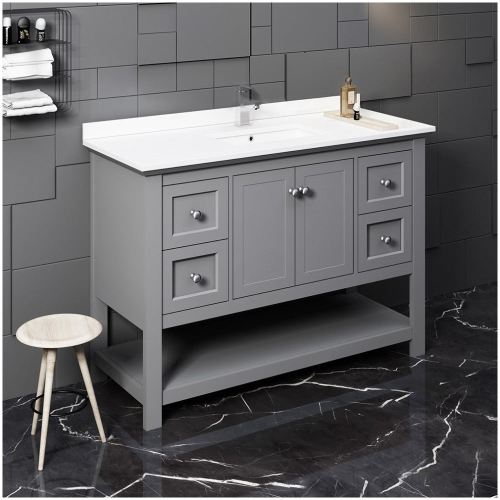 Fresca Manchester 48" Gray Traditional Bathroom Cabinet w/ Top & Sink