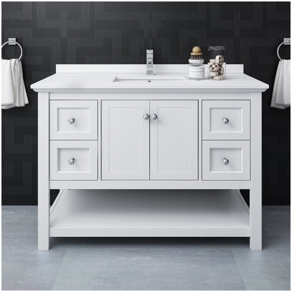 Fresca Manchester 48" White Traditional Bathroom Cabinet w/ Top & Sink
