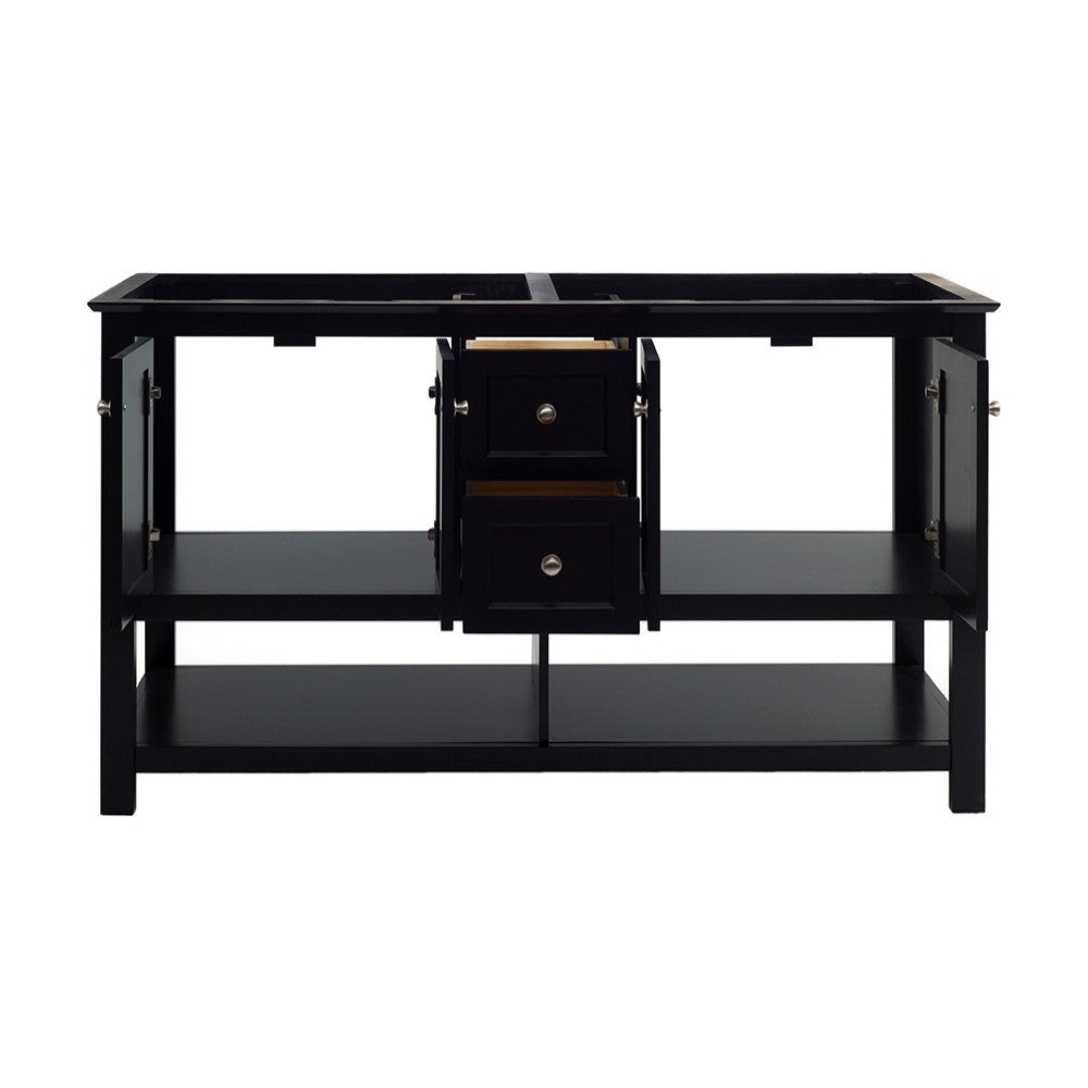 Fresca Manchester 60" Black Traditional Double Sink Bathroom Cabinet