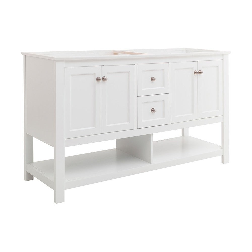 Fresca Manchester 60" White Traditional Double Sink Bathroom Cabinet
