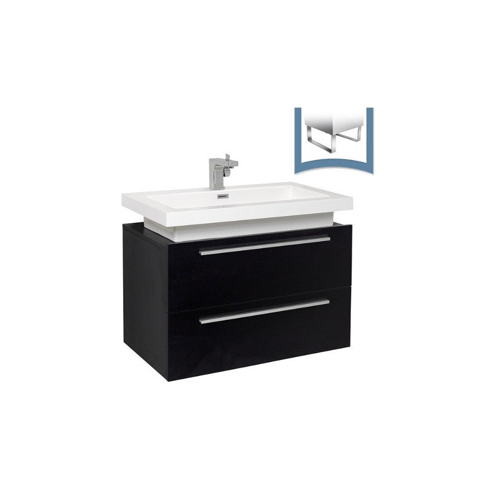 Fresca Medio 32" Black Modern Bathroom Cabinet w/ Vessel Sink