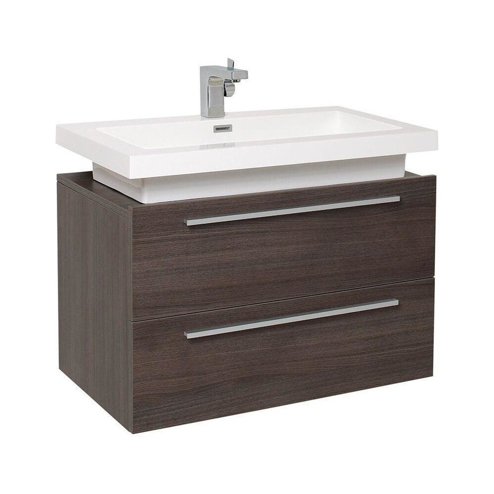 Fresca Medio 32" Gray Oak Modern Bathroom Cabinet w/ Vessel Sink
