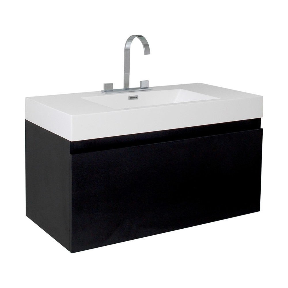Fresca Mezzo 39" Black Modern Bathroom Cabinet w/ Integrated Sink
