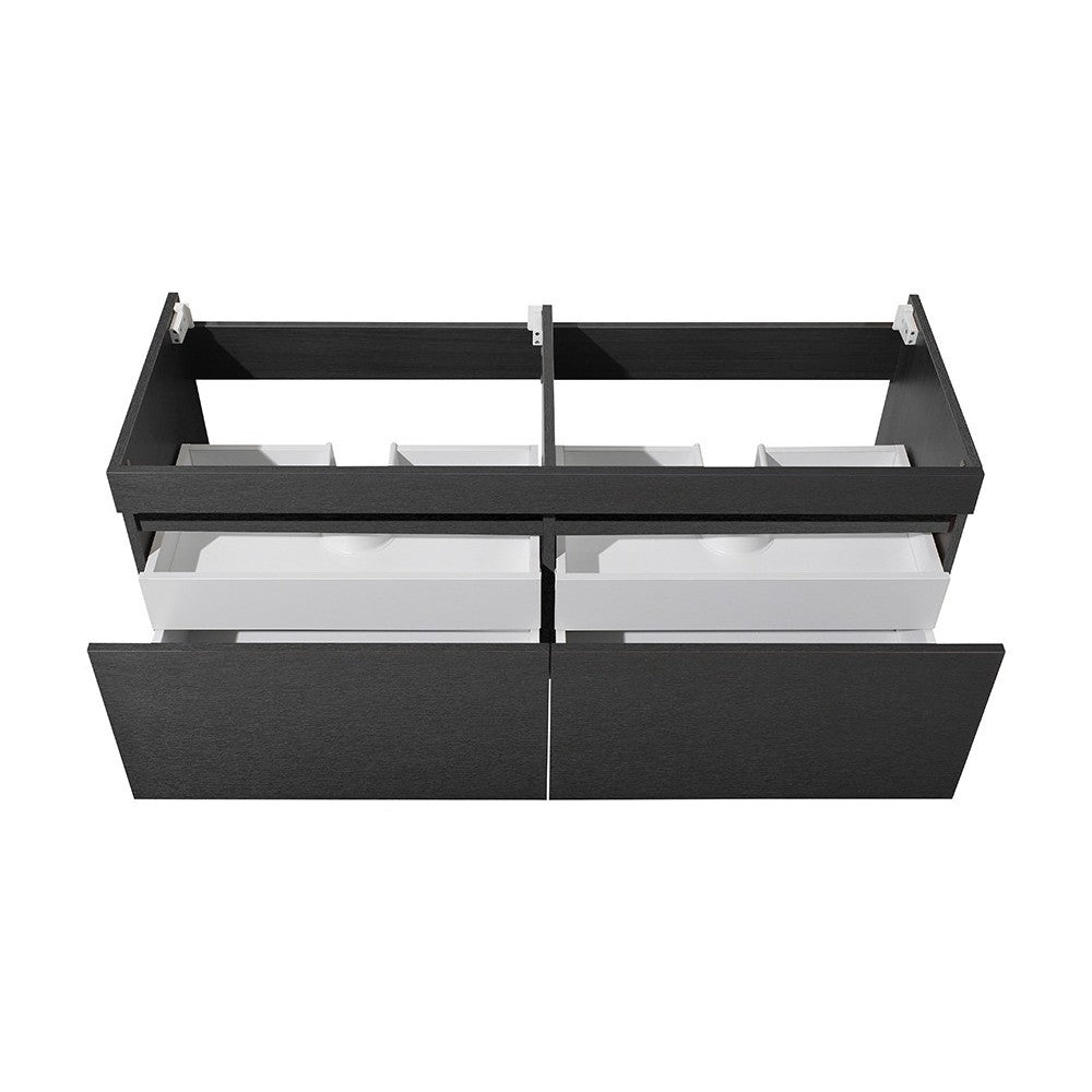Fresca Mezzo 48" Black Wall Hung Double Sink Modern Bathroom Cabinet
