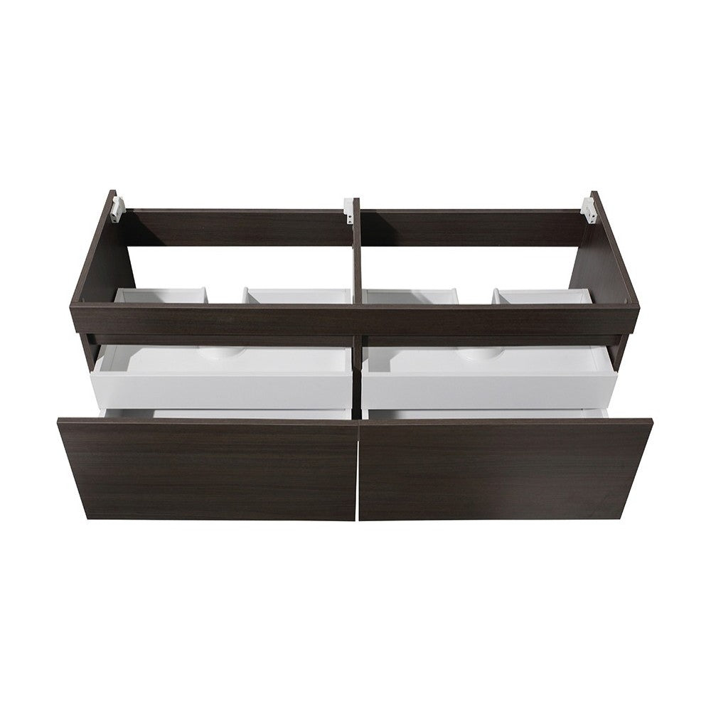 Fresca Mezzo 48" Gray Oak Wall Hung Double Sink Modern Bathroom Cabinet