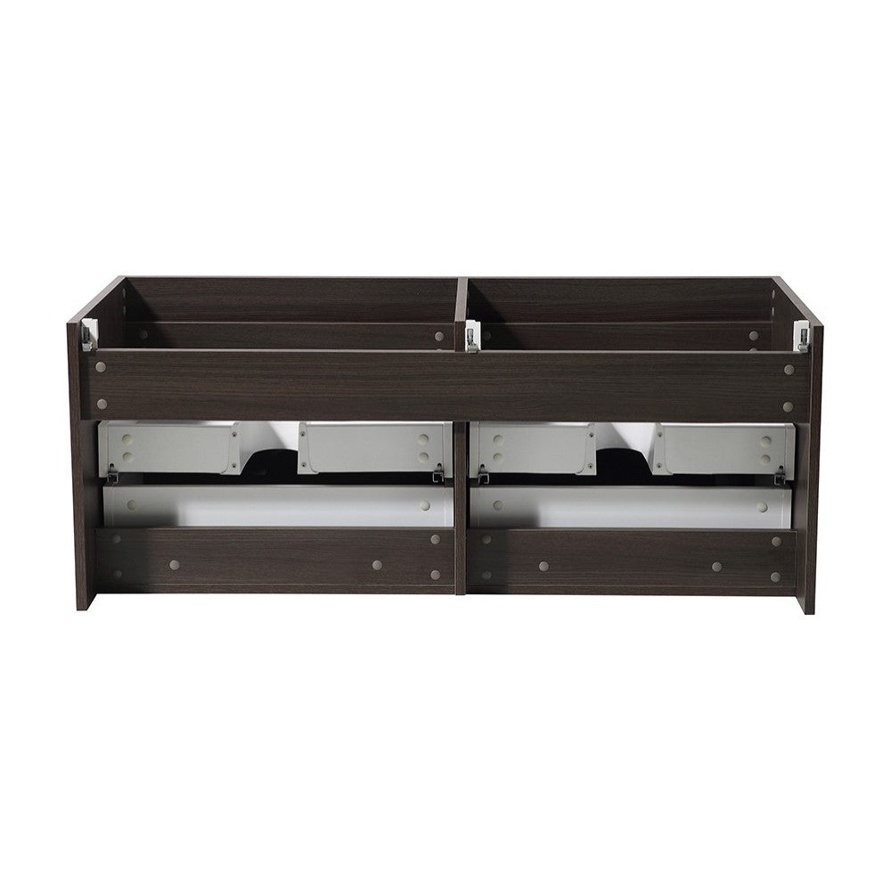 Fresca Mezzo 48" Gray Oak Wall Hung Double Sink Modern Bathroom Cabinet