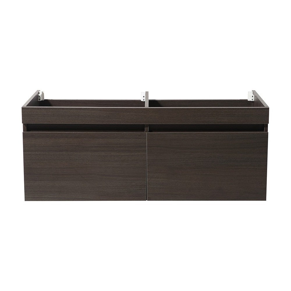 Fresca Mezzo 48" Gray Oak Wall Hung Double Sink Modern Bathroom Cabinet