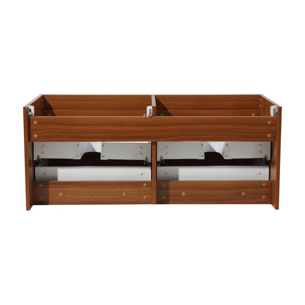 Fresca Mezzo 48" Teak Wall Hung Double Sink Modern Bathroom Cabinet