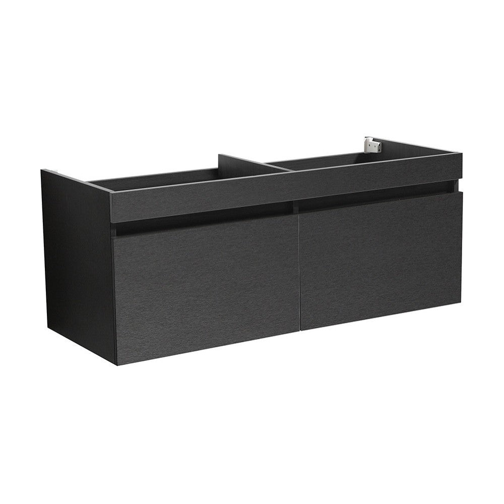 Fresca Mezzo 60" Black Wall Hung Double Sink Modern Bathroom Cabinet