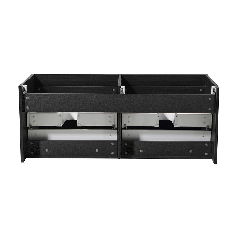 Fresca Mezzo 60" Black Wall Hung Double Sink Modern Bathroom Cabinet
