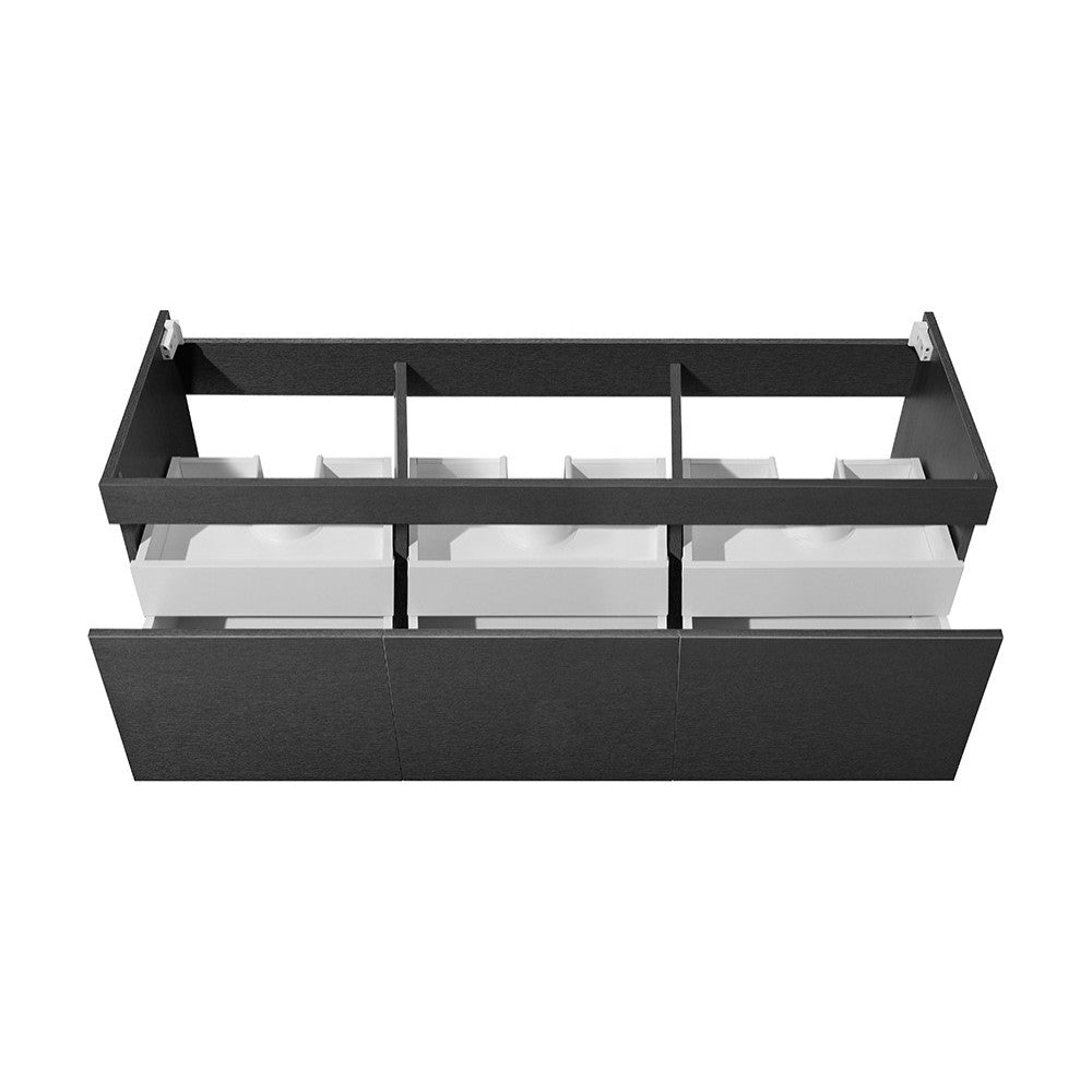 Fresca Mezzo 60" Black Wall Hung Single Sink Modern Bathroom Cabinet