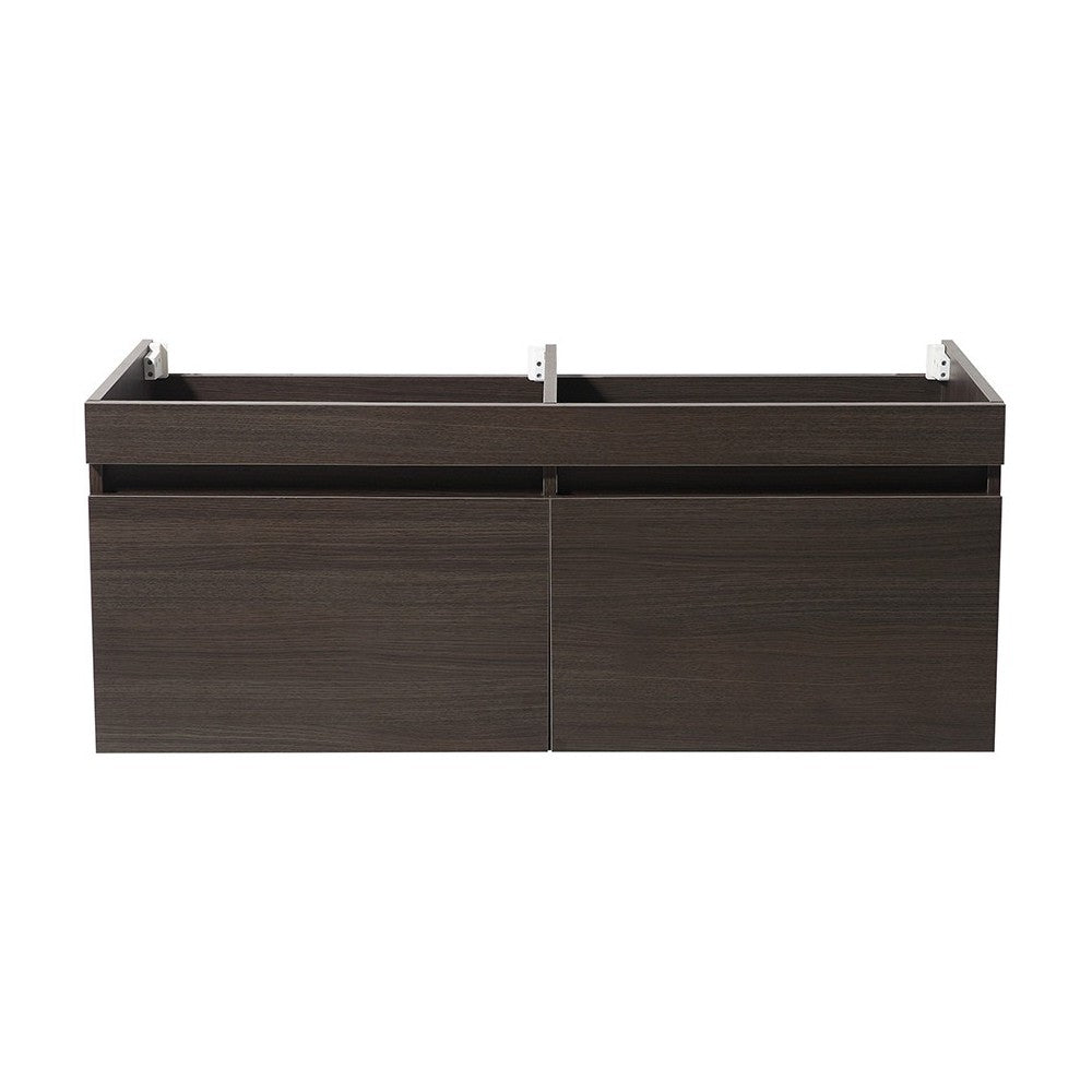 Fresca Mezzo 60" Gray Oak Wall Hung Double Sink Modern Bathroom Cabinet
