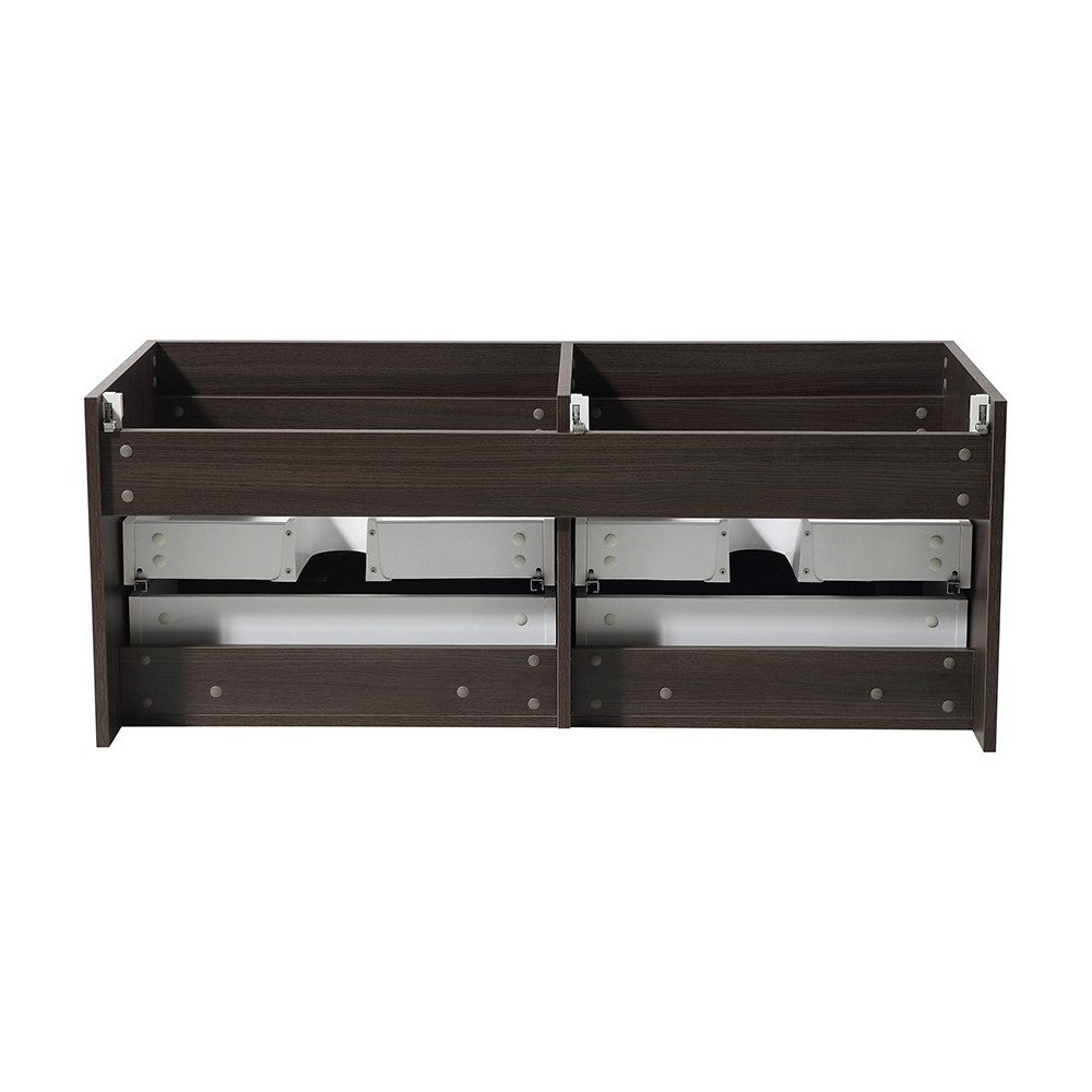 Fresca Mezzo 60" Gray Oak Wall Hung Double Sink Modern Bathroom Cabinet