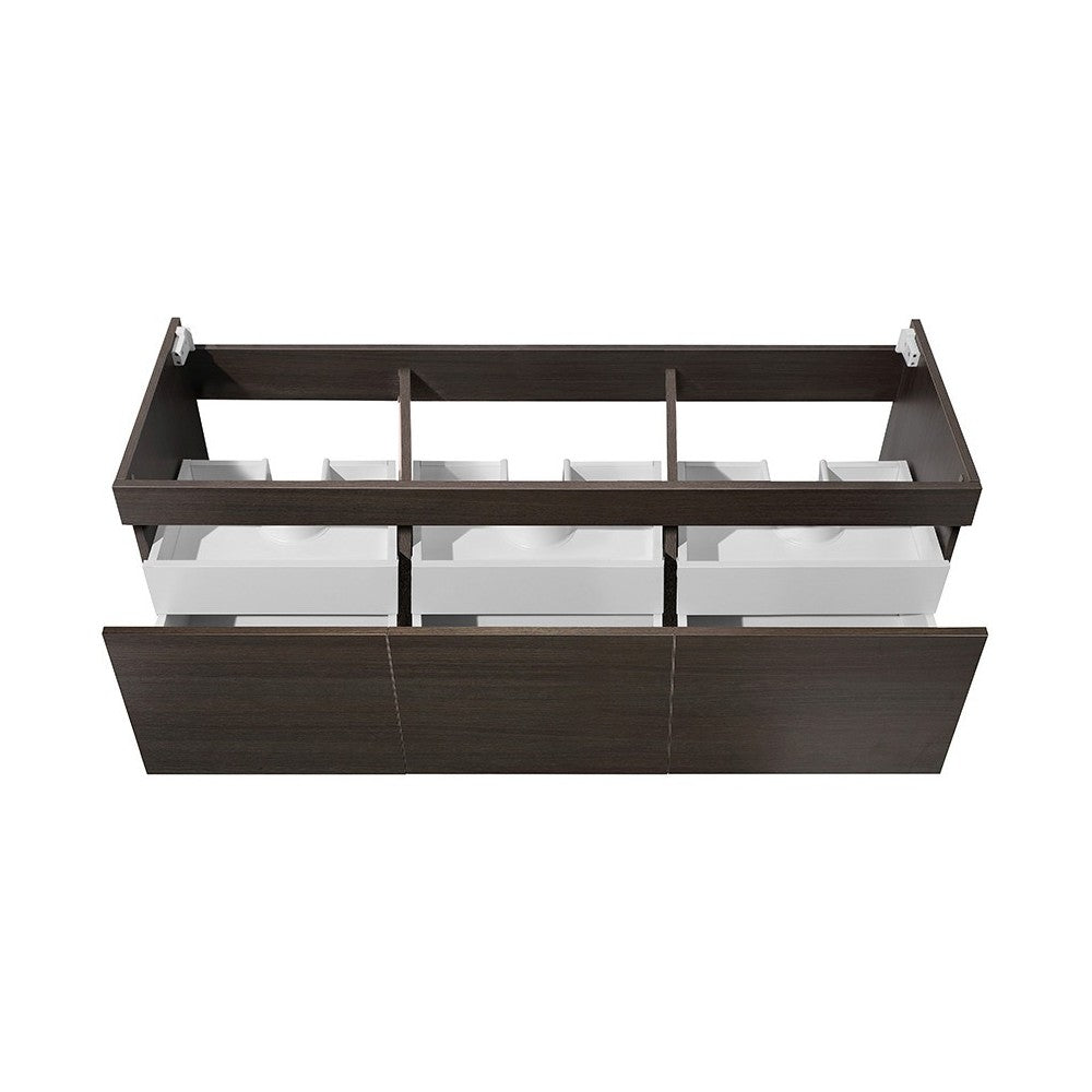 Fresca Mezzo 60" Gray Oak Wall Hung Single Sink Modern Bathroom Cabinet