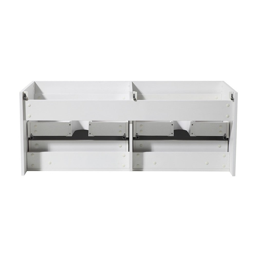 Fresca Mezzo 60" White Wall Hung Double Sink Modern Bathroom Cabinet