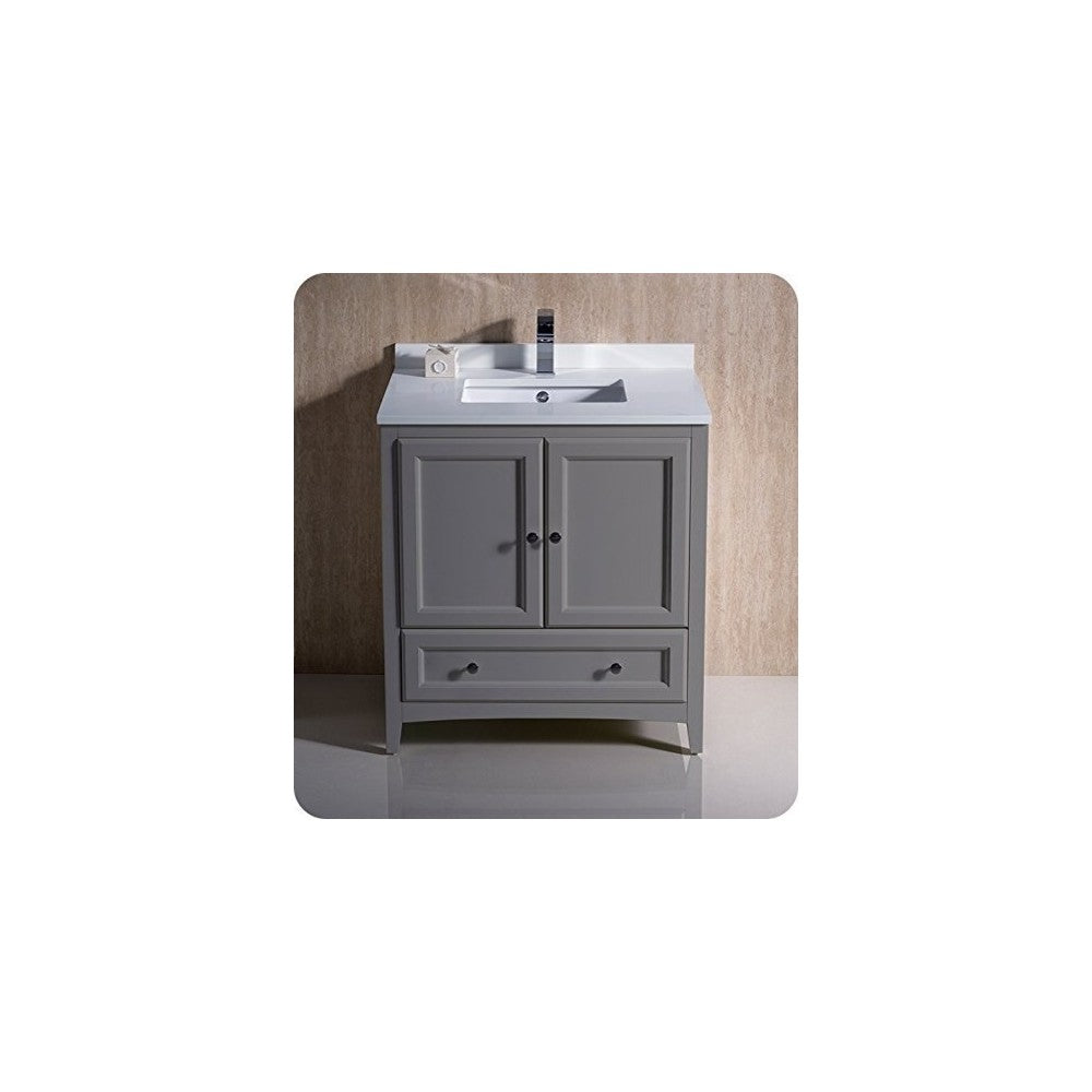 Fresca Oxford 30" Gray Traditional Bathroom Cabinet w/ Top & Sink