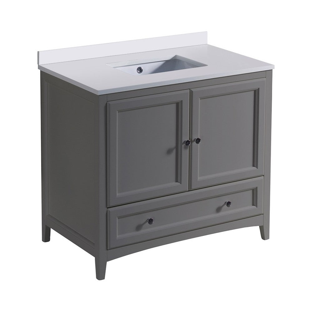 Fresca Oxford 36" Gray Traditional Bathroom Cabinet w/ Top & Sink