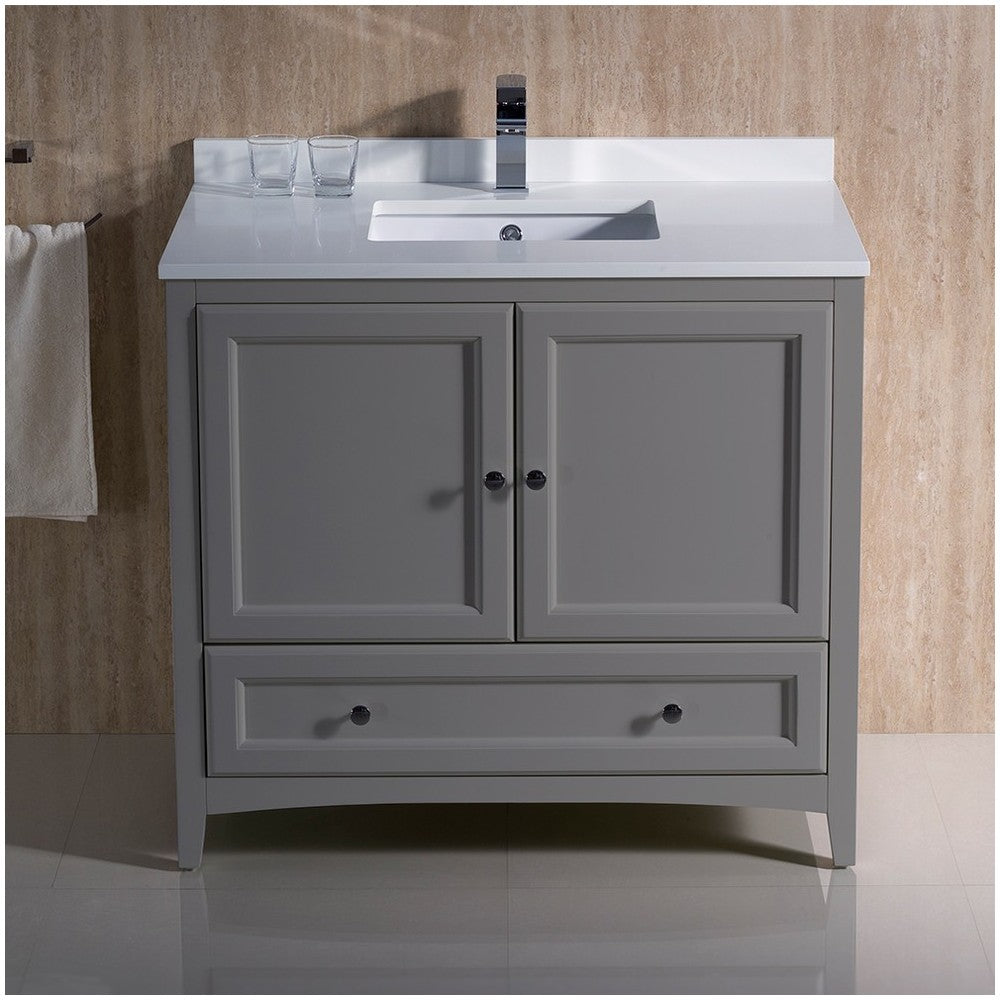 Fresca Oxford 36" Gray Traditional Bathroom Cabinet w/ Top & Sink