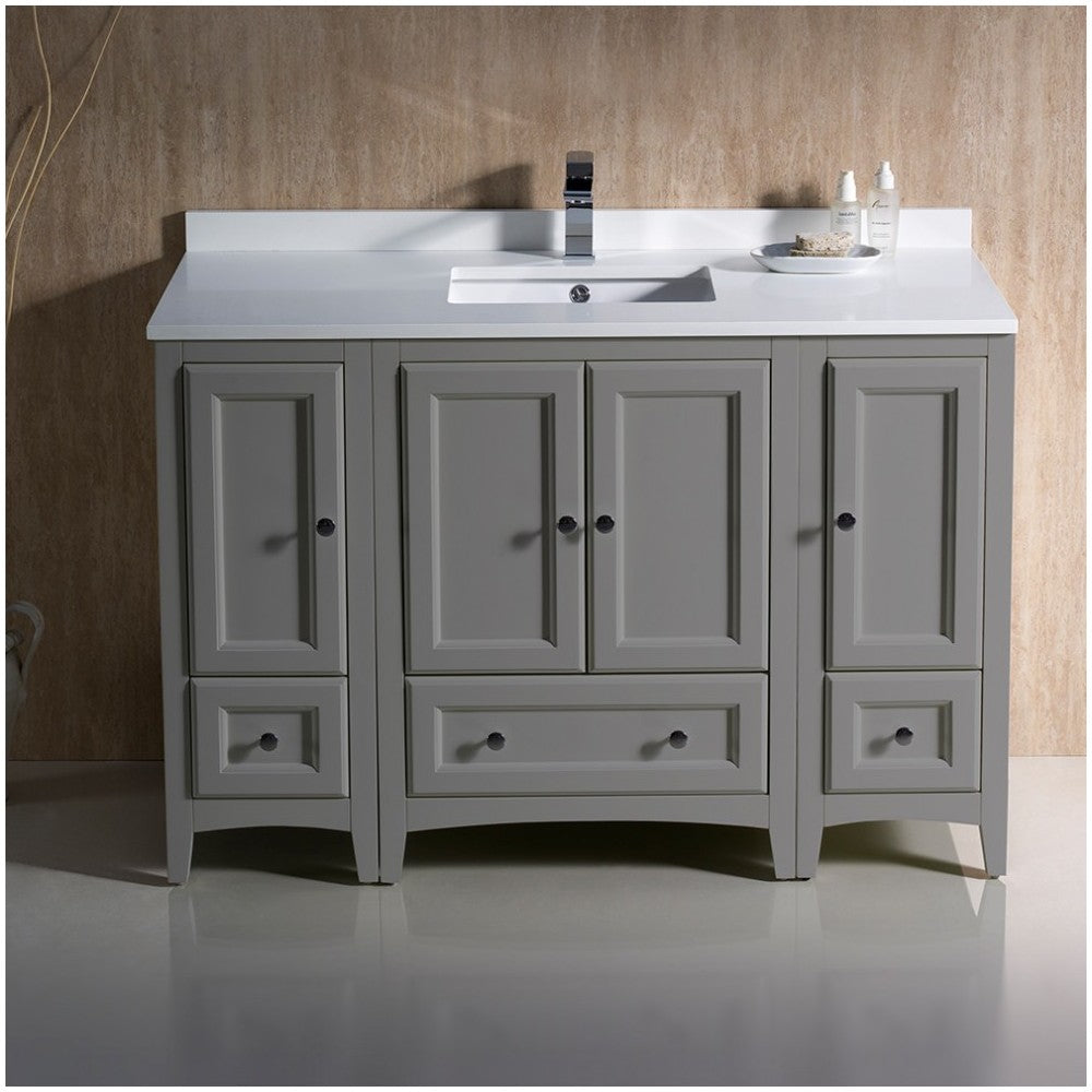 Fresca Oxford 48" Gray Traditional Bathroom Cabinets w/ Top & Sink