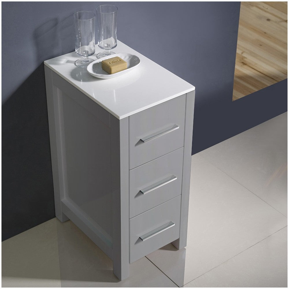 Fresca Torino 12" Gray Bathroom Linen Side Cabinet
