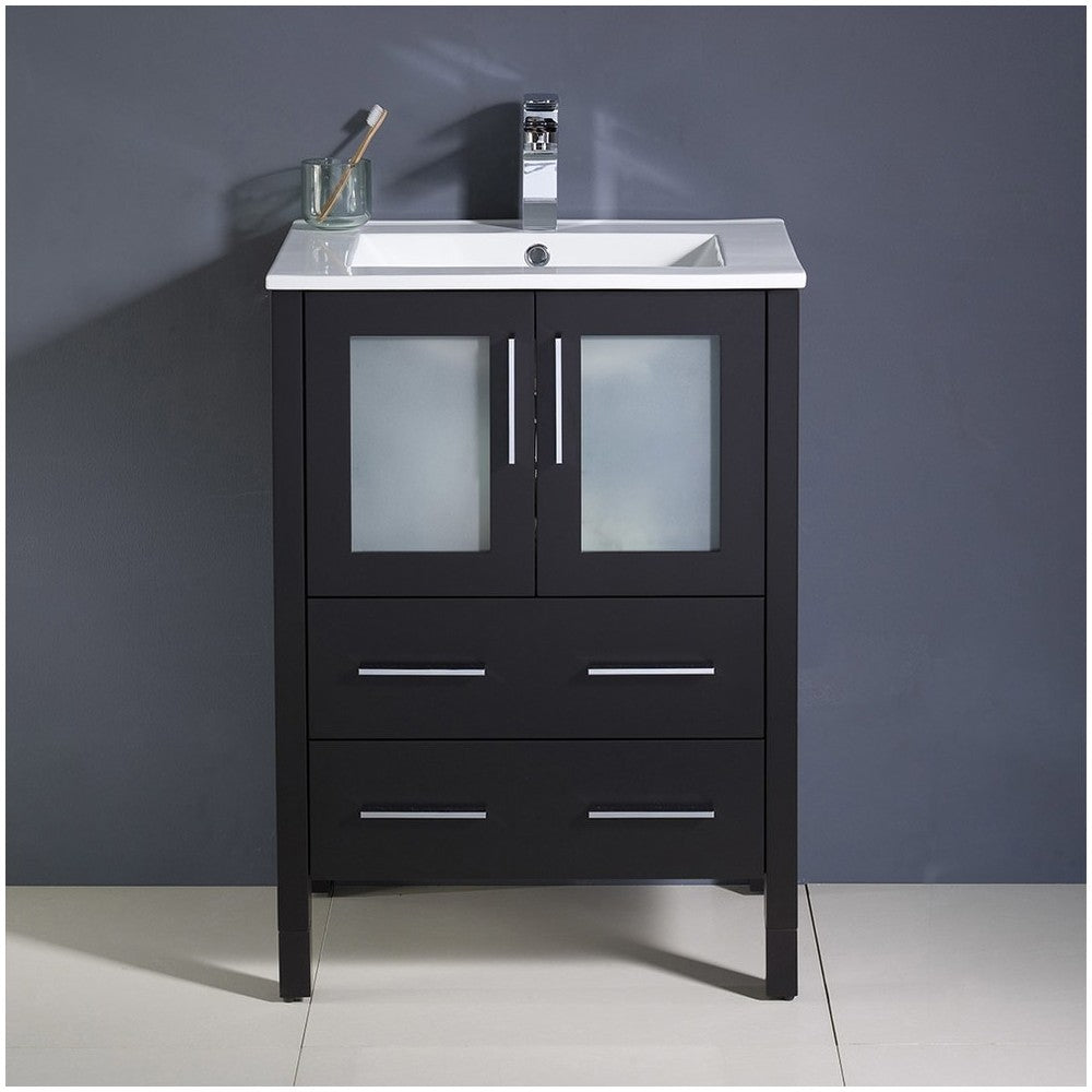 Fresca Torino 24" Espresso Modern Bathroom Cabinet w/ Integrated Sink