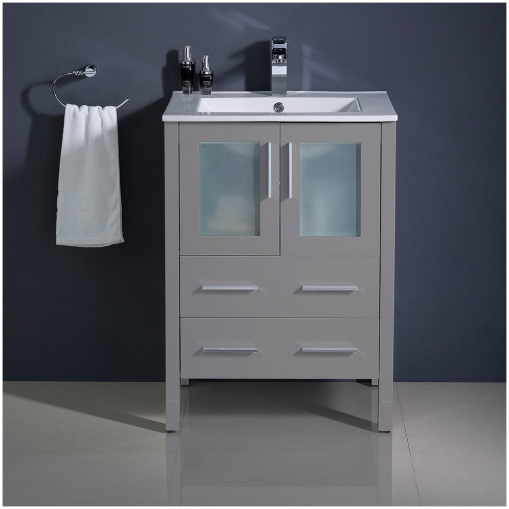Fresca Torino 24" Gray Modern Bathroom Cabinet w/ Integrated Sink