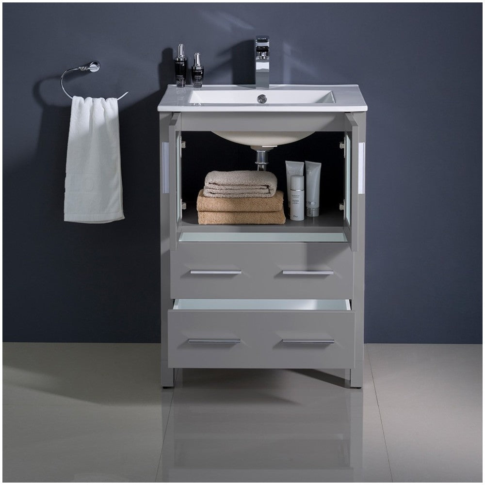Fresca Torino 24" Gray Modern Bathroom Cabinet w/ Integrated Sink