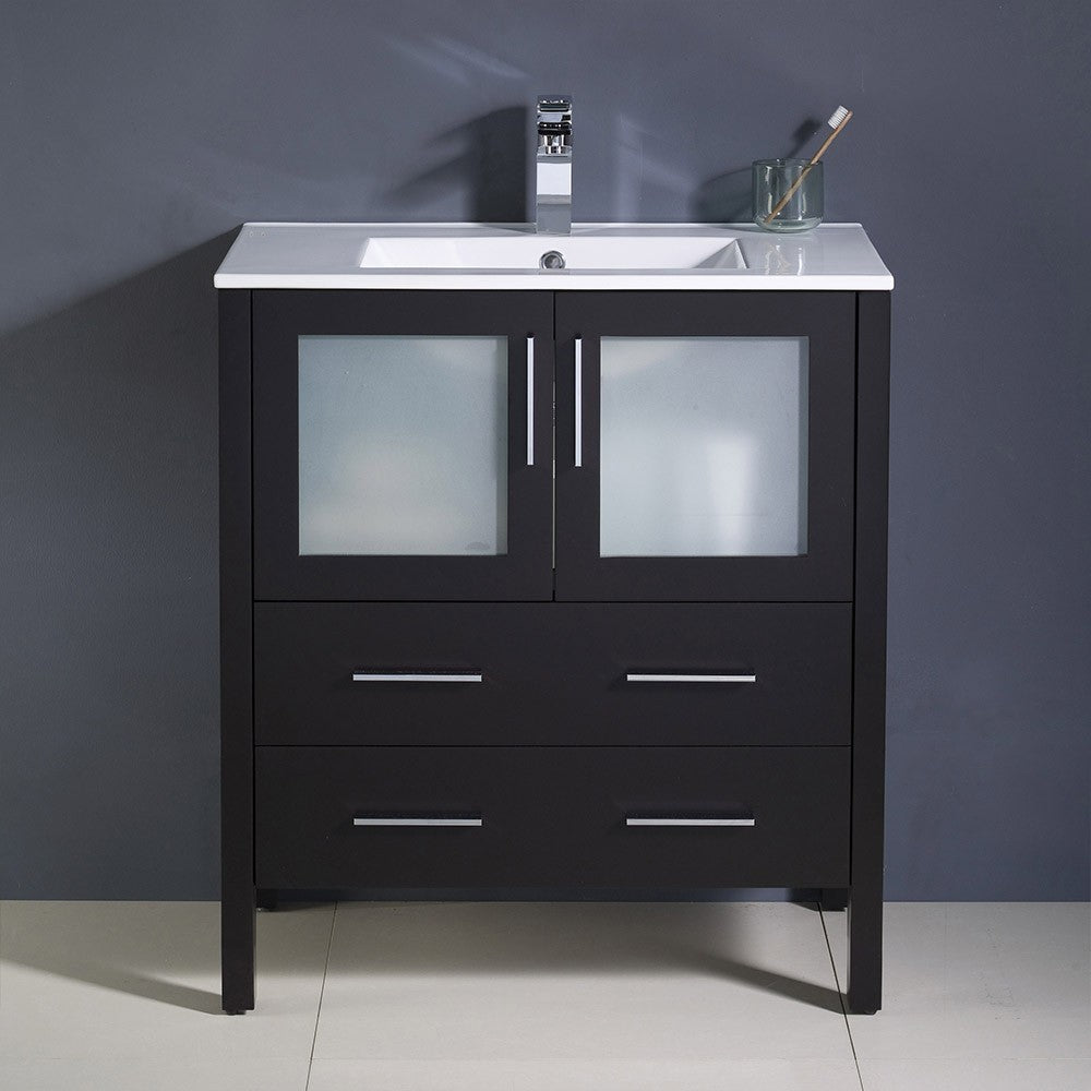 Fresca Torino 30" Espresso Modern Bathroom Cabinet w/ Integrated Sink