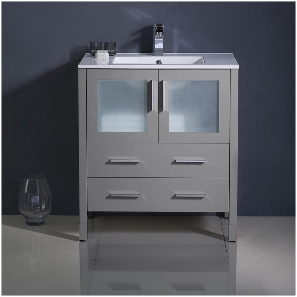 Fresca Torino 30" Gray Modern Bathroom Cabinet w/ Integrated Sink