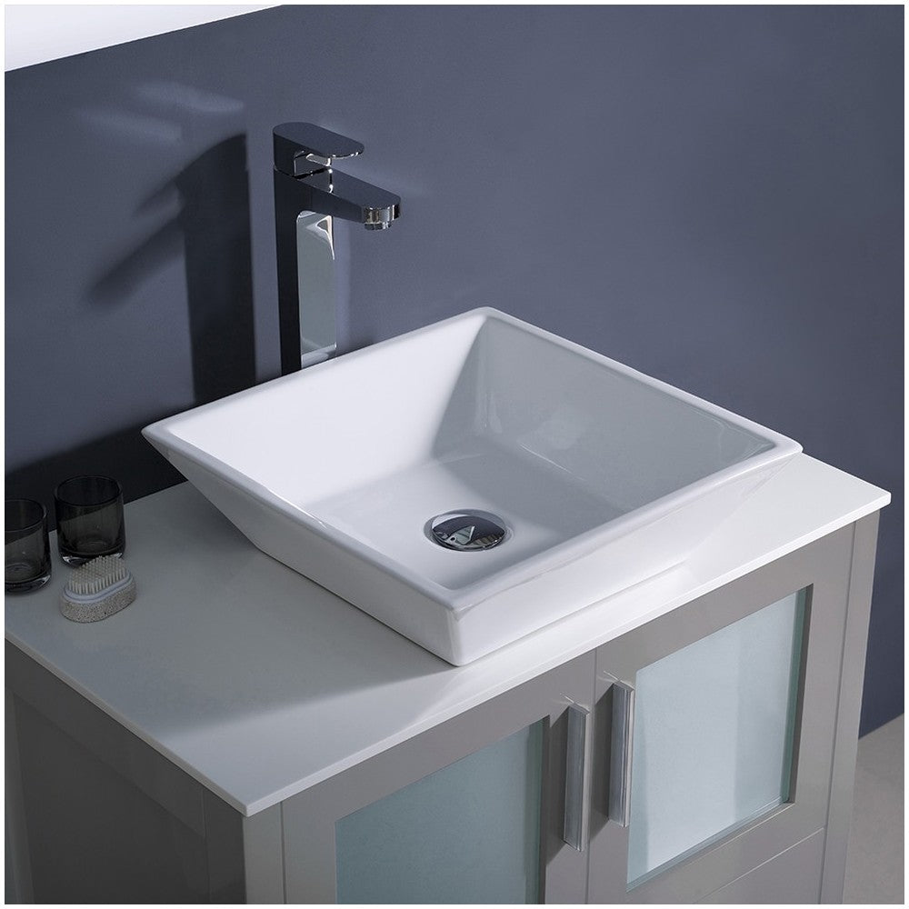 Fresca Torino 30" Gray Modern Bathroom Cabinet w/ Top & Vessel Sink