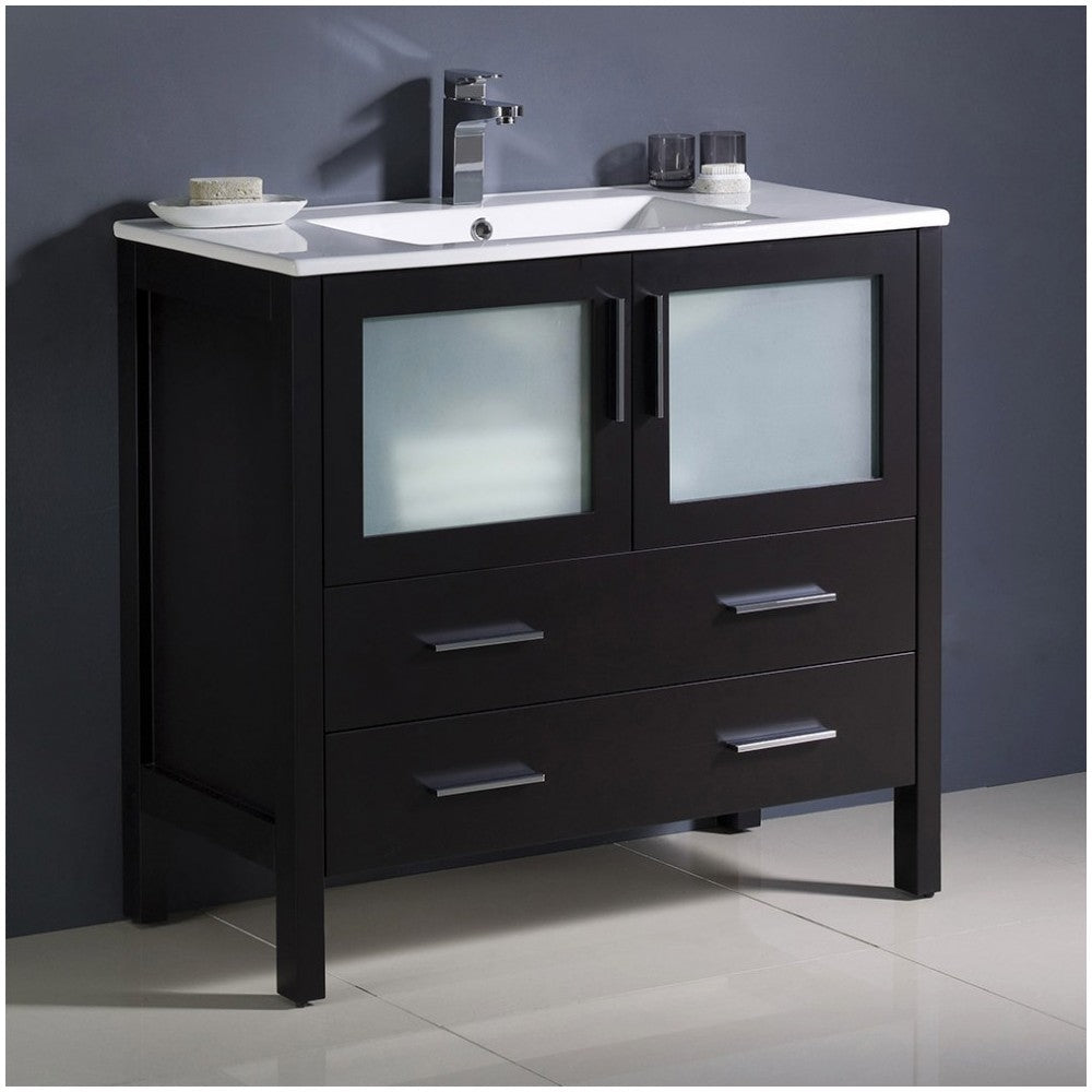 Fresca Torino 36" Espresso Modern Bathroom Cabinet w/ Integrated Sink