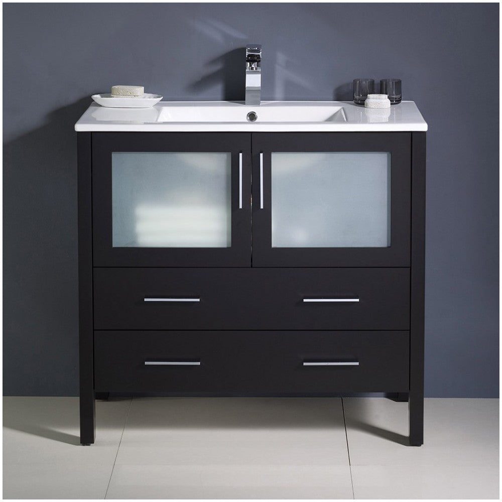 Fresca Torino 36" Espresso Modern Bathroom Cabinet w/ Integrated Sink