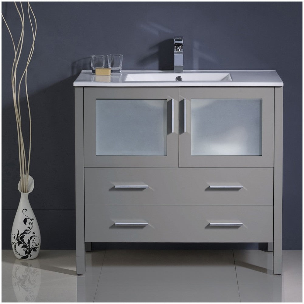 Fresca Torino 36" Gray Modern Bathroom Cabinet w/ Integrated Sink